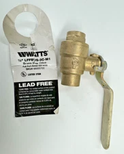 WATTS LFFBVS-3C-M1 1/2" Brass Full Port Ball Valve, Solder, LEAD FREE (88005700)