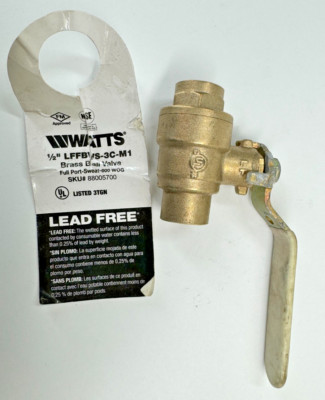 WATTS LFFBVS-3C-M1 1/2'' Brass Full Port Ball Valve, Solder, LEAD FREE (88005700)