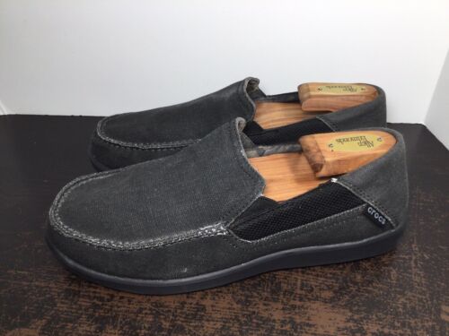 Crocs Santa Cruz Gray Canvas 202056 Triple Comfort Luxe Loafer Shoes ...