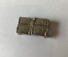 Ancien petit fermoir ceinture carré métal argenté années 80 couture couture