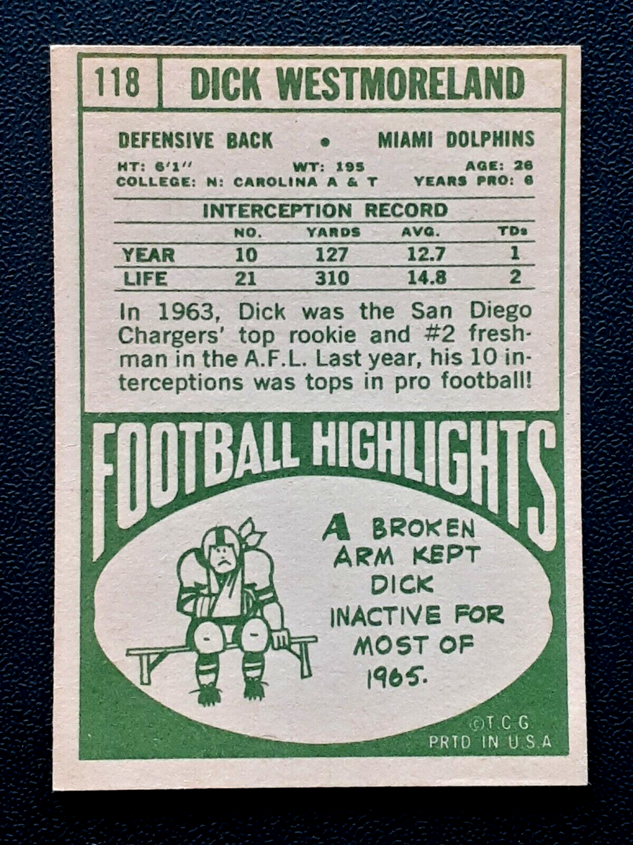 DICK WESTMORELAND 1968 TOPPS 68 NO 118 EXMINT+/NRMINT 51231 | eBay
