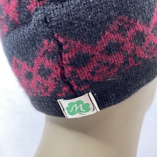 Sombrero de esquí de lana original Moriarty hecho a mano Stowe Vermont EE. UU. negro granate Pom Pom - Imagen 6 de 10