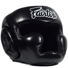Fairtex HG13 Head Guard Headgear Lace Up Muay Thai Boxing Kickboxing MMA Black