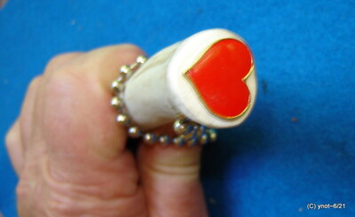 handmade DEER ANTLER tine NECKLACE Stainless bead-chain 3D Red-Heart feature