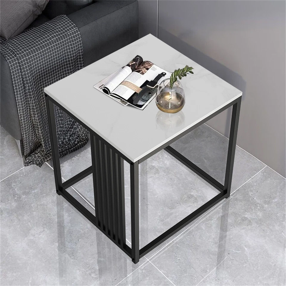 Small Coffee Table Side End Table Sofa Bed Square Nightstand with Storage Shelf  - Image 2 of 4