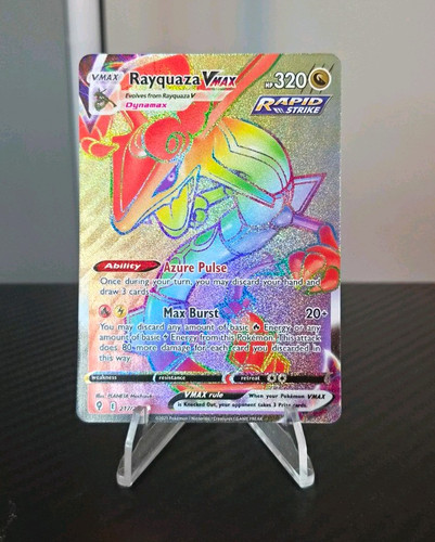 Pokémon TCG Evolving Skies Rayquaza VMAX Rainbow Secret Rare Card 217/203 Mint!