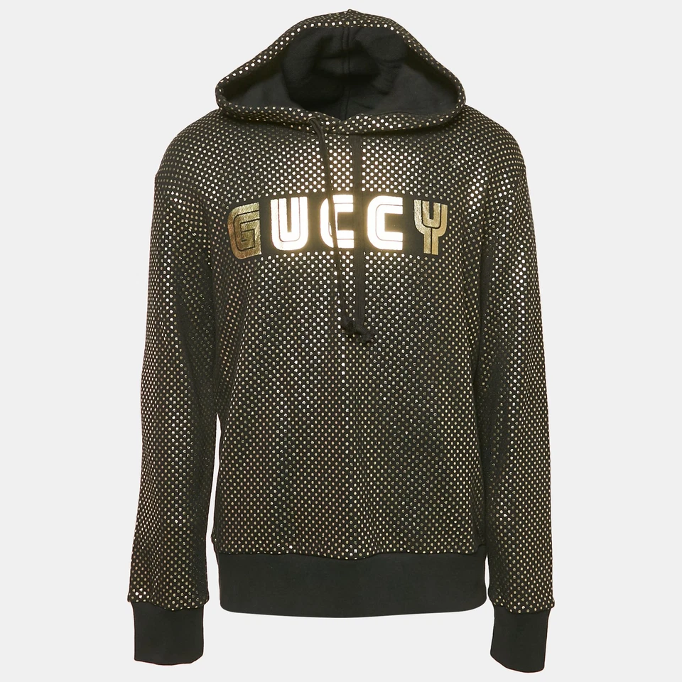 Sudadera con capucha de algodón con estampado de estrellas negra Gucci M