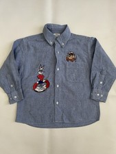 Vintage Looney Tunes Acme Clothing Button Down Shirt Boys 2/3 Y Bugs Bunny Taz