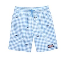 VINEYARD VINES Boys Gingham Whale Embroidered Chappy Trunks Large 16 EUC