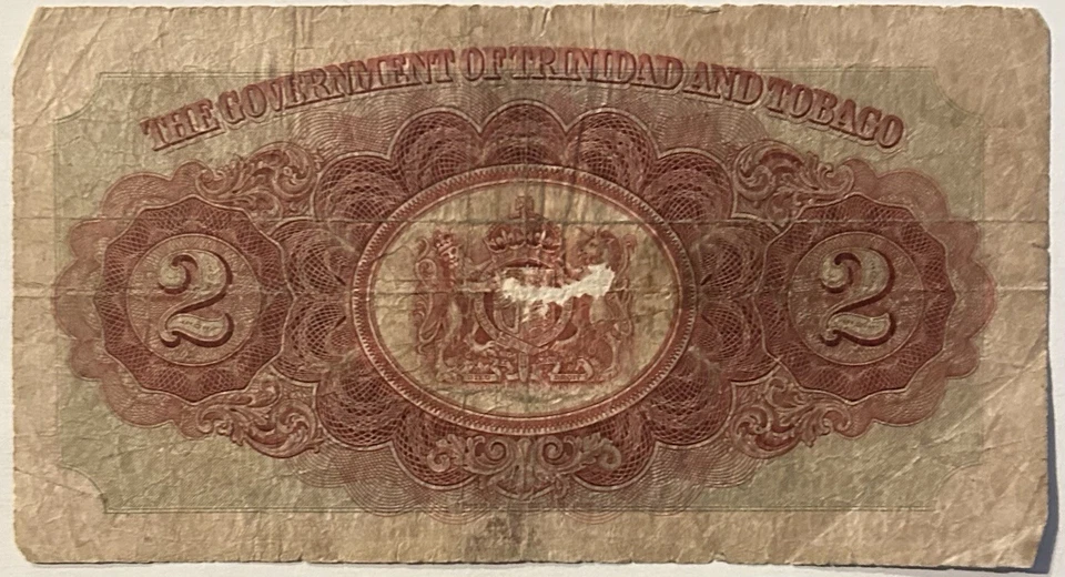 2 Dollar Bill THE GOVERNMENT OFTRINIDAD AND TOBAGO - Image 2 of 2