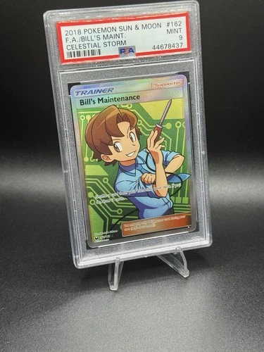 2018 POKEMON SUN & MOON CELESTIAL STORM #162 FULL ART/BILL'S MAINTENANCE PSA 9