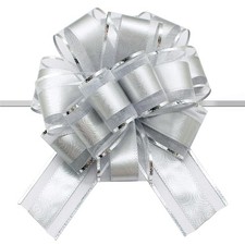 Gift Bows 5 PCS 6 Inches Silver Pull Bow For Gift Baskets Wrapping Bouquet