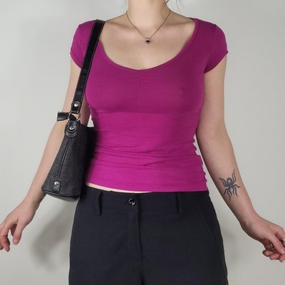 violettes Top T-Shirt y2k 2000er cottagecore fairycore Eng Sitzend