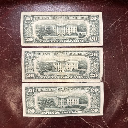 (1)1993 (2)1995 $20 Vintage Federal Reserve Note Serial super low serials “00” - Picture 2 of 2