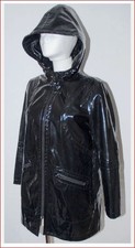 ZARA Hoch Glanz PU Regenjacke + Kapuze Regenmantel Regen Mantel Jacke 38/S-M