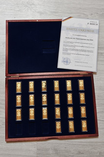 Vergoldete Barren Kanzler/Präsidenten BRD 2017 Holz Etui Sammlung