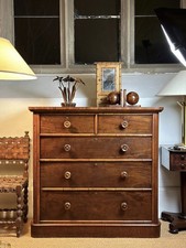 Good Large Antique Victorian Mahogany Chest Of Drawers Faux Bamboo