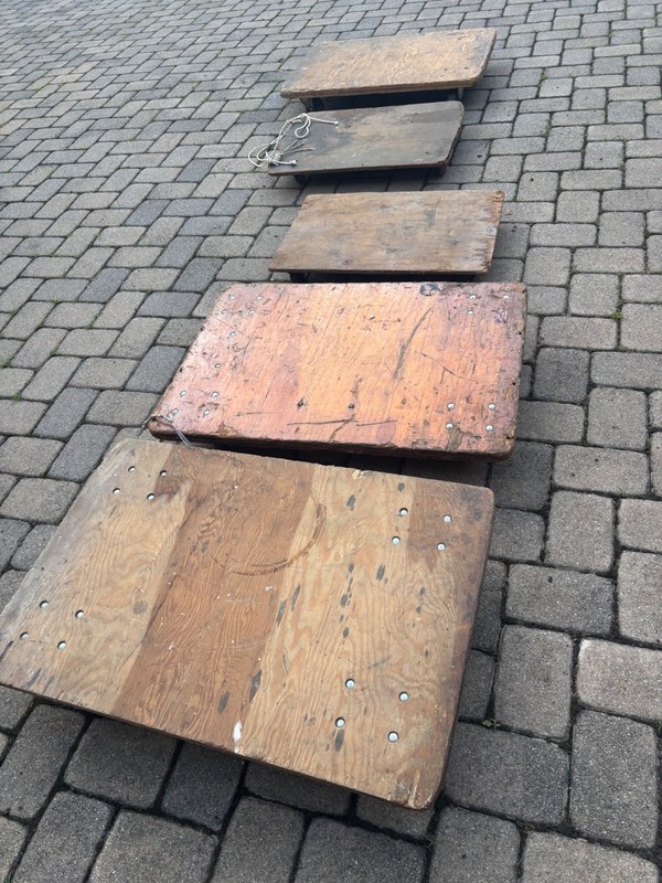 5 VINTAGE Heidelberg/HARRIS  Printing Press Dollies, Hard Swivel Casters NYC!