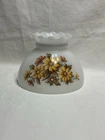 Vintage Milk Glass Hurricane Lamp Shade Ruffled Top Yellow Flowers