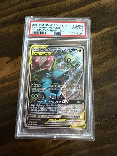 Celebi & Venusaur GX SM167 Sm Holo PSA 10