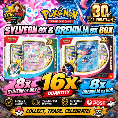Pokémon 30th Celebration Sylveon & Greninja ex Box 16X  ✅✅✅
