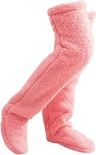 2-in-1 flauschige Fußsack-Socken Damen lange Kniestrümpfe warme Plüschschuhe