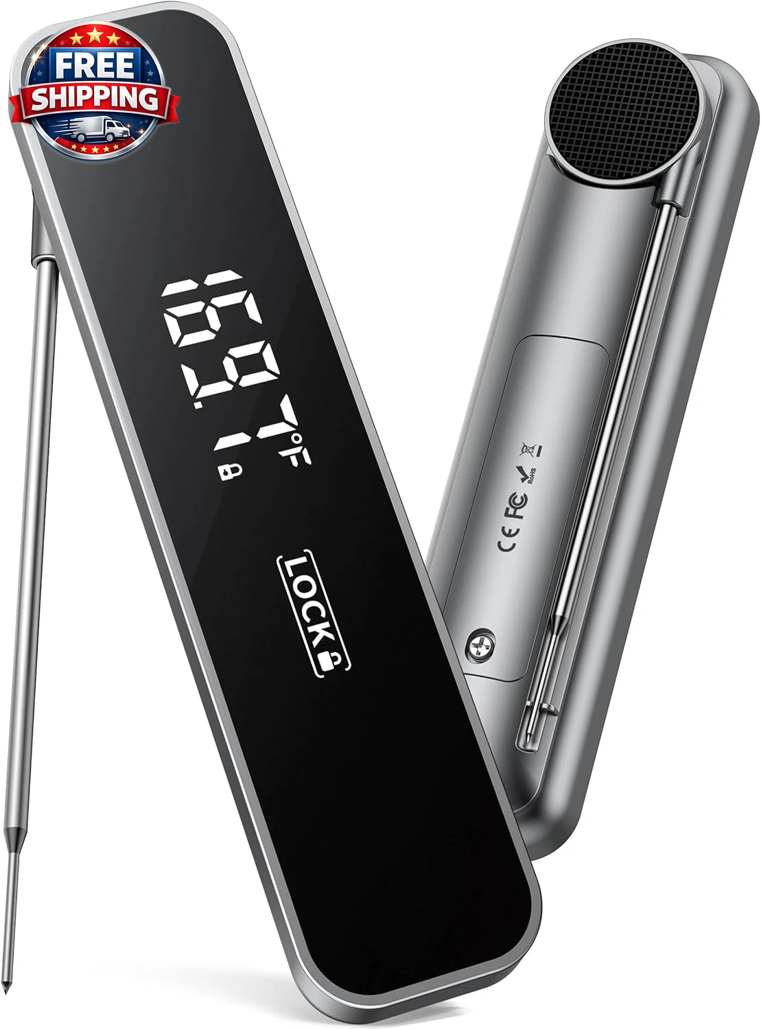 0.3S Instant Read Meat Thermometer – Digital Food Thermometer for Cooking, Grill