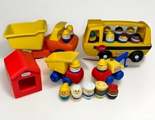 VTG Little Tikes Lot School Bus Dump Truck Construction Toddle Tots Figures