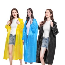 Unisex Adult Waterproof Raincoat Rain Coat Hooded Jacket Poncho Rainwear Camping