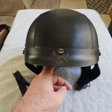 Rodia RHD200 Half Motorcycle Helmet - Leather -  Size medium eagle logo on bill