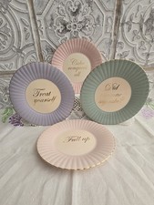 Vintage Style Pastel Coloured Slogan Cake Plates Set of 4