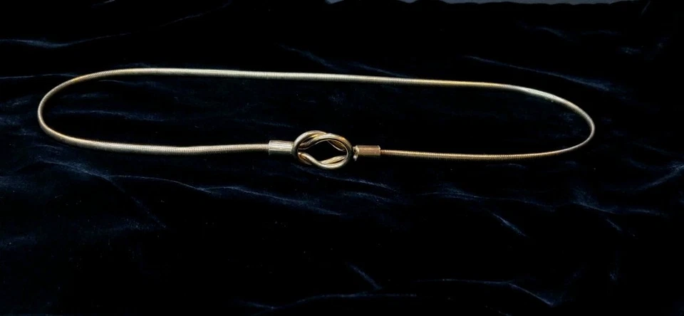 Винтажный золотистый металлический ремень 80-х ретро любовь узел масштабированный эластичный 29» женщин Y2K - Изображение 2 из 4