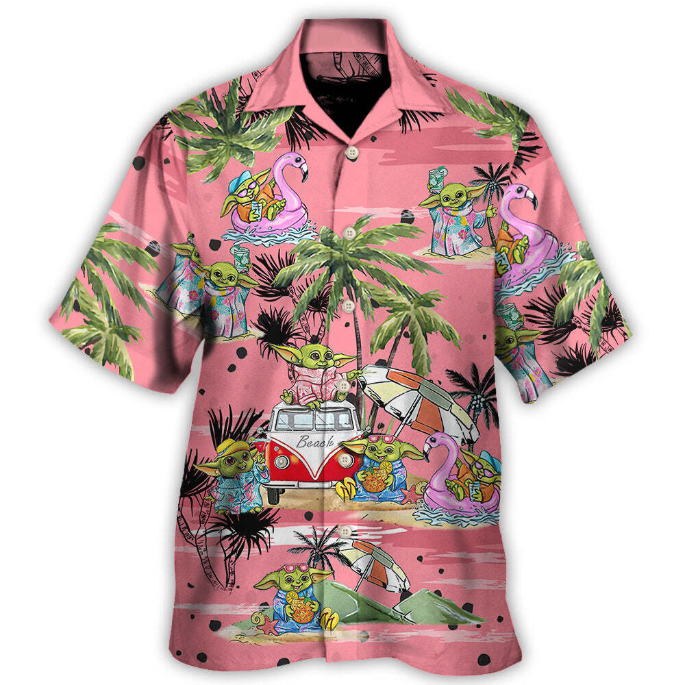 SW Cartoon Baby Yoda Pink   Hawaiian Shirt