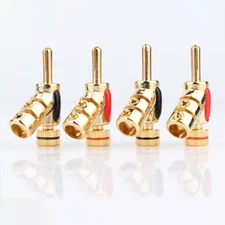 4PCS Screw Locking Gold Plated Banana Plugs HIFI Audio Speaker Cable Connector