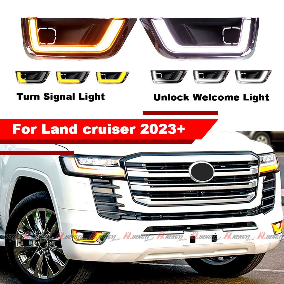 For Toyota Land Cruiser LC300 22-24 t LED DRL Daytime Running