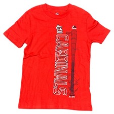 St. Louis Cardinals Blue Print Design Youth T-Shirt Slight Fading 