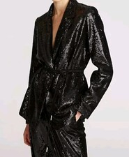 Halston Black Sequined Lucy Size 4 Women's Blazer Jacket #w