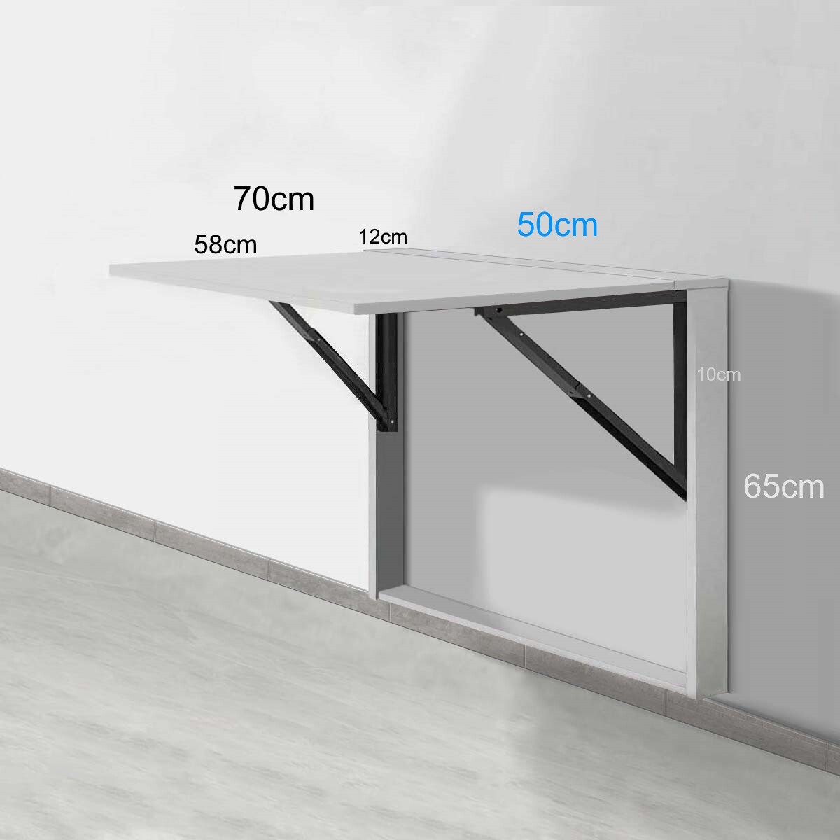 Mesa cocina plegable abatible/Escritorio - Color Blanco (mate)