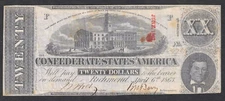 1863 $20 CONFEDERATE CURRENCY ~ T-58 ~ CAPITOL AT NASHVILLE ~ NICE GRADE