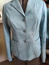 New W By Worth Sz 6 Buttersoft Leather Jacket Pale Aqua Two Tone Women's 