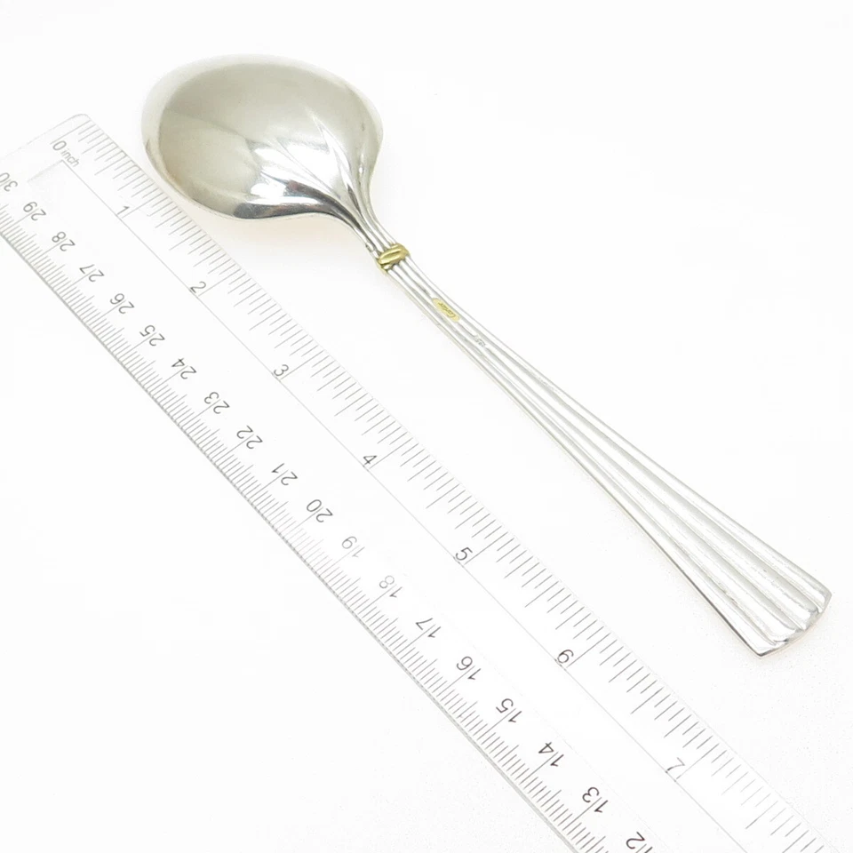 CARTIER 925 Plata de Ley Acento Oro Vintage Des Must Cuchara 7" Foto 3 de 4