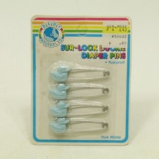 4 Blue Ducks Pins Safety Vintage Cloth Diaper Style Baby Shower Gift Craft NEW