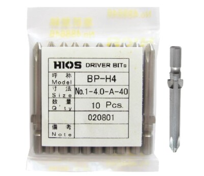 10Pcs/bag HIOS BP-H4 NO.1-4.0-A-40 Screwdriver electrical batch head New