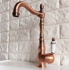 Kitchen Sink Mixer Taps Deck Mounted Red Copper Bathroom Basin Faucet wnf424