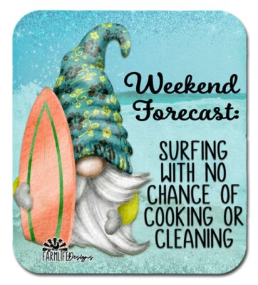 Gnome Surfing Beach Magnet Weekend Forecast handmade 4'' metal tin decor gift