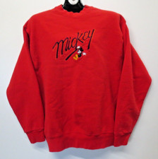 Mickey Mouse Sweatshirt Women's Large Crewneck Disney Co Embroidered RED L 33 