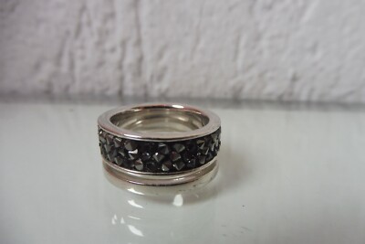 Acier Inox - Anneau, Belle Bague Avec Sol Pierres, Steel