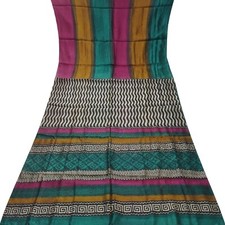 Vintage Multicolor Sarees 100 Pure Silk Printed Indian Sari 6YD Craft Fabric