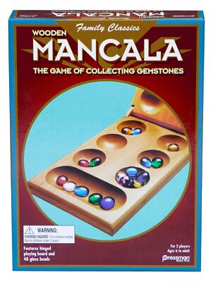 Mancala - Real Wood Folding Set with Multicolor Stones by  2 Players