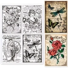 Retro clear stamps card NEW Free Ship